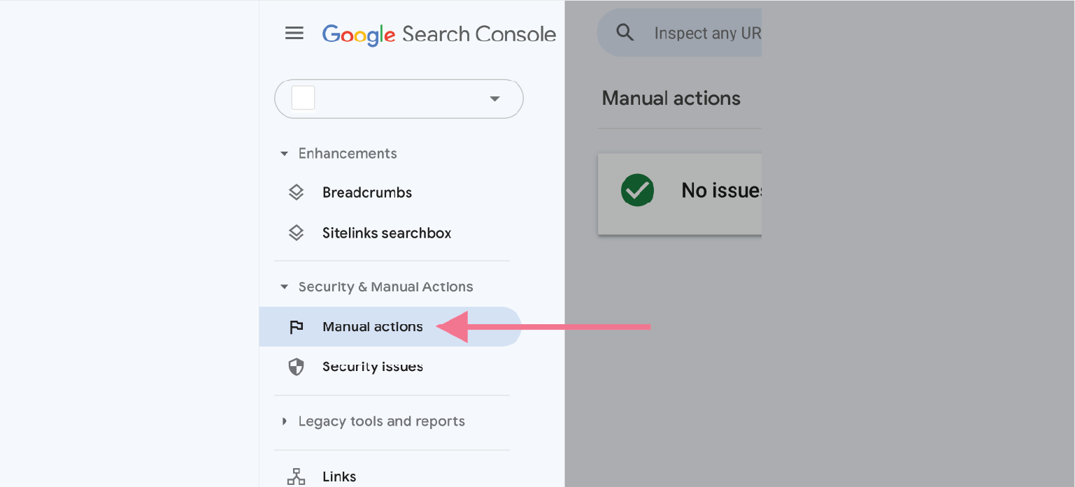 check search console for manual actions