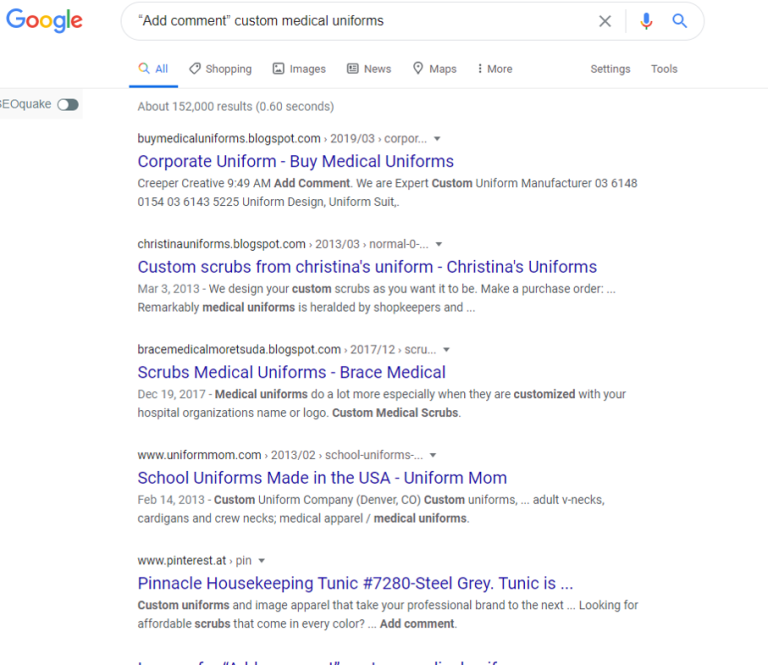 Search Query For the Custom Medical Uniform