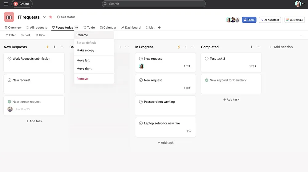 configure saved view