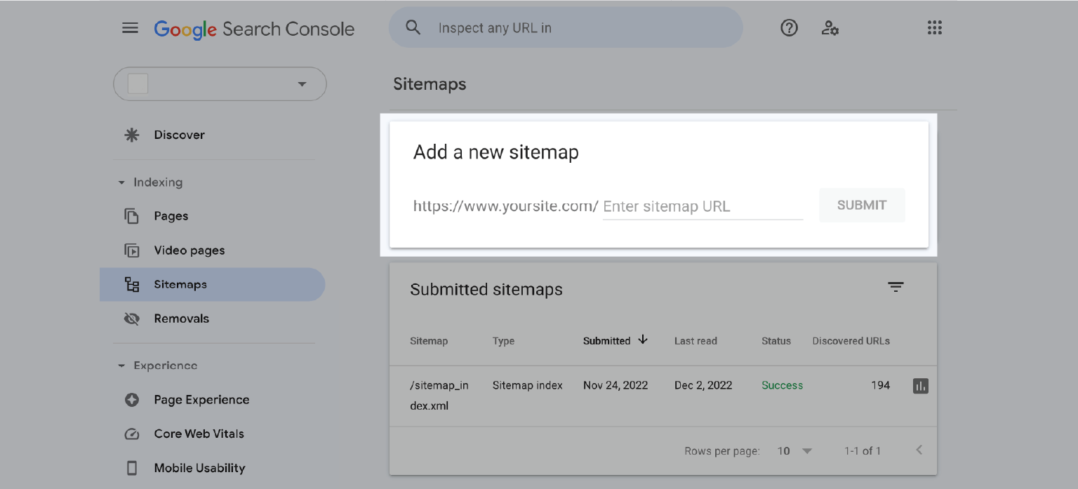 create and submit a sitemap