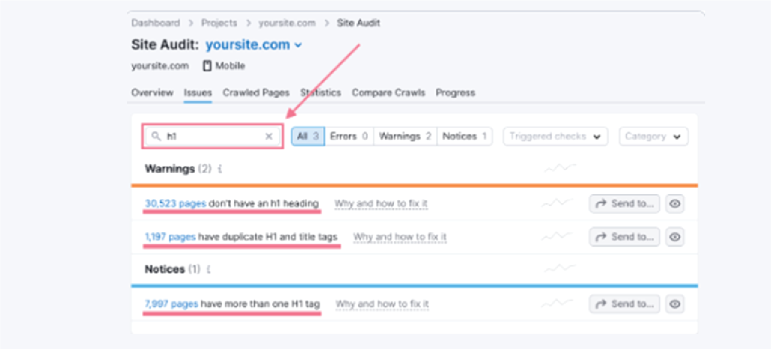 find and fix multiple h1 tags
