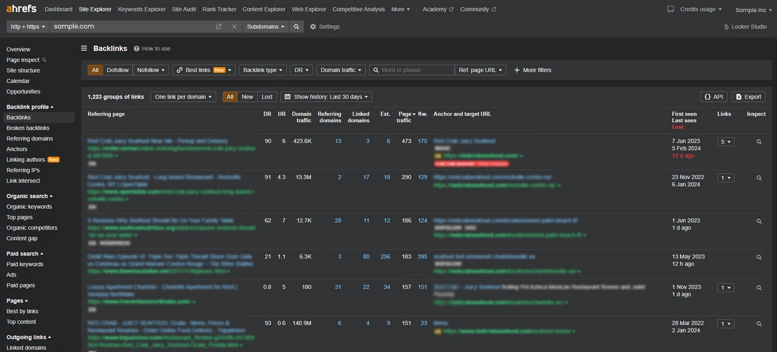 open backlink profile