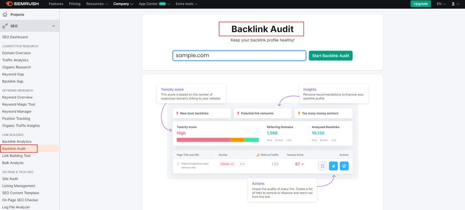start the backlinks audit