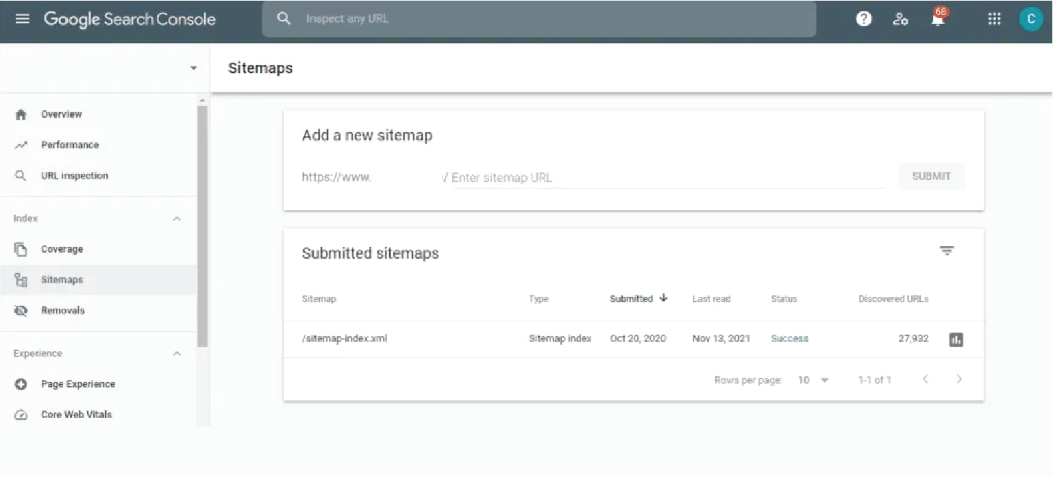 submit your xml sitemap to google search console