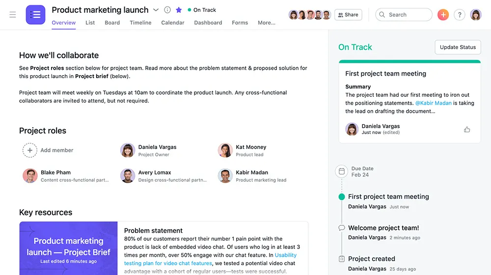 update the projects status regularly